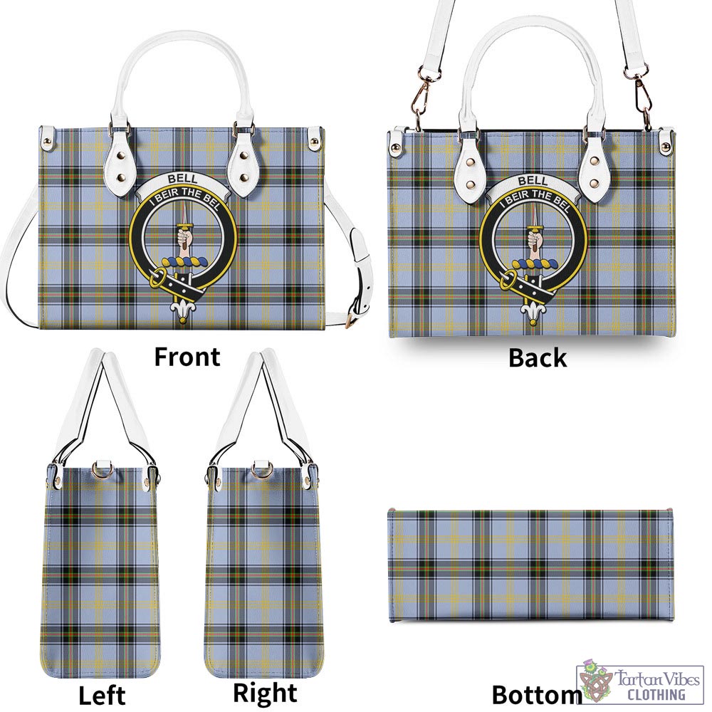 Tartan Vibes Clothing Bell Tartan Luxury Leather Handbags with Family Crest