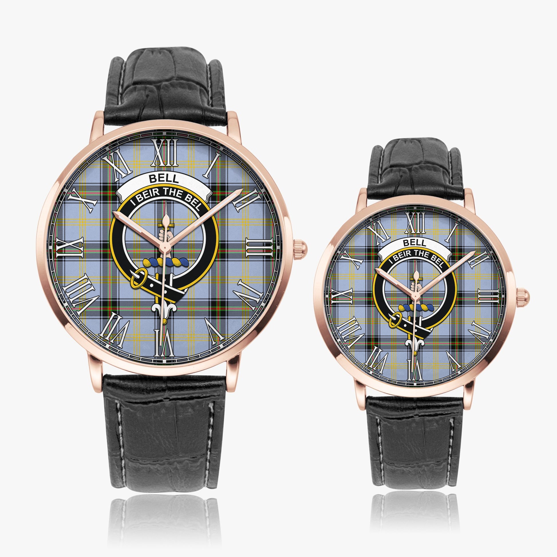 Bell Tartan Family Crest Leather Strap Quartz Watch - Tartanvibesclothing