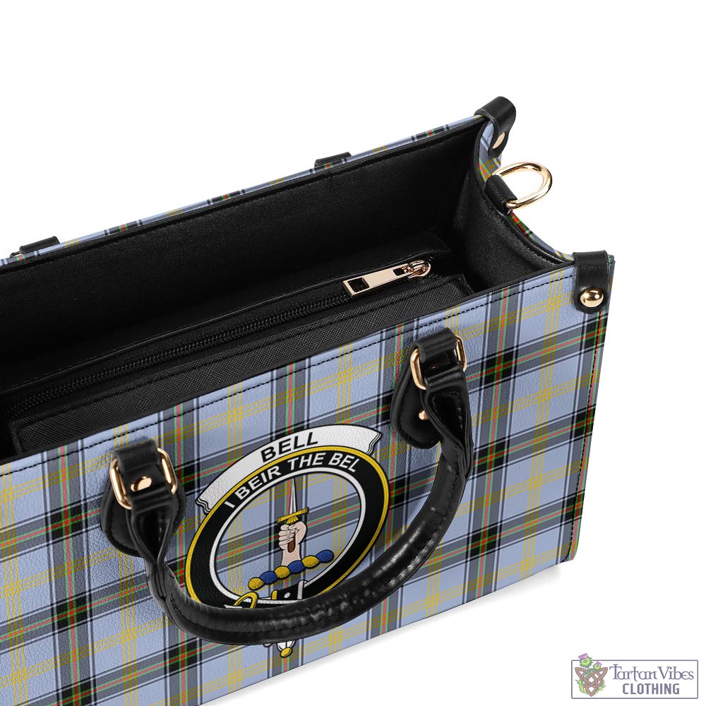 Tartan Vibes Clothing Bell Tartan Luxury Leather Handbags with Family Crest