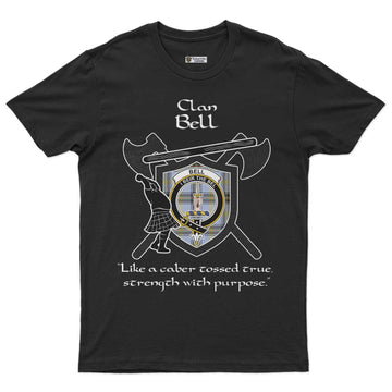 Bell Clan Crest Highland Game T Shirt Strength With Purpose Style - Tartan Vibes Clothing