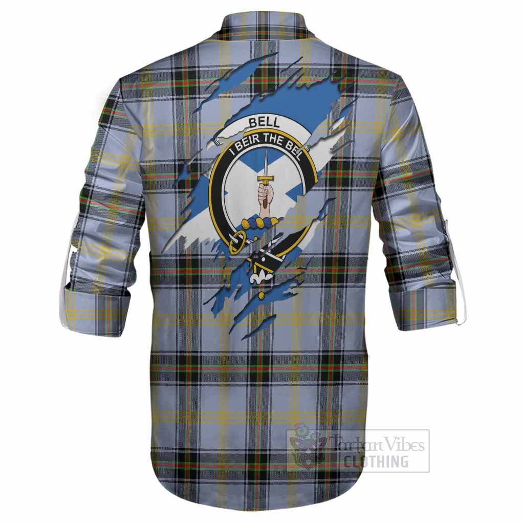 Bell Clan Crest In Me Tartan Ghillie Shirt Scotland Flag Style