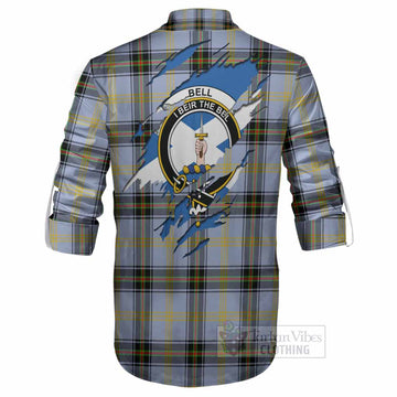 Bell Clan Crest In Me Tartan Ghillie Shirt Scotland Flag Style