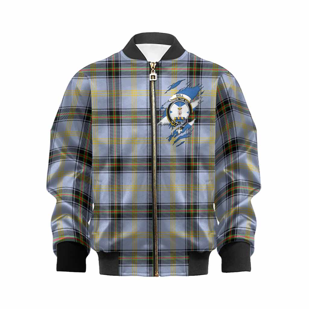 Bell Clan Crest In Me Tartan Kid Bomber Jacket Scotland Flag Style