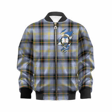 Bell Clan Crest In Me Tartan Kid Bomber Jacket Scotland Flag Style