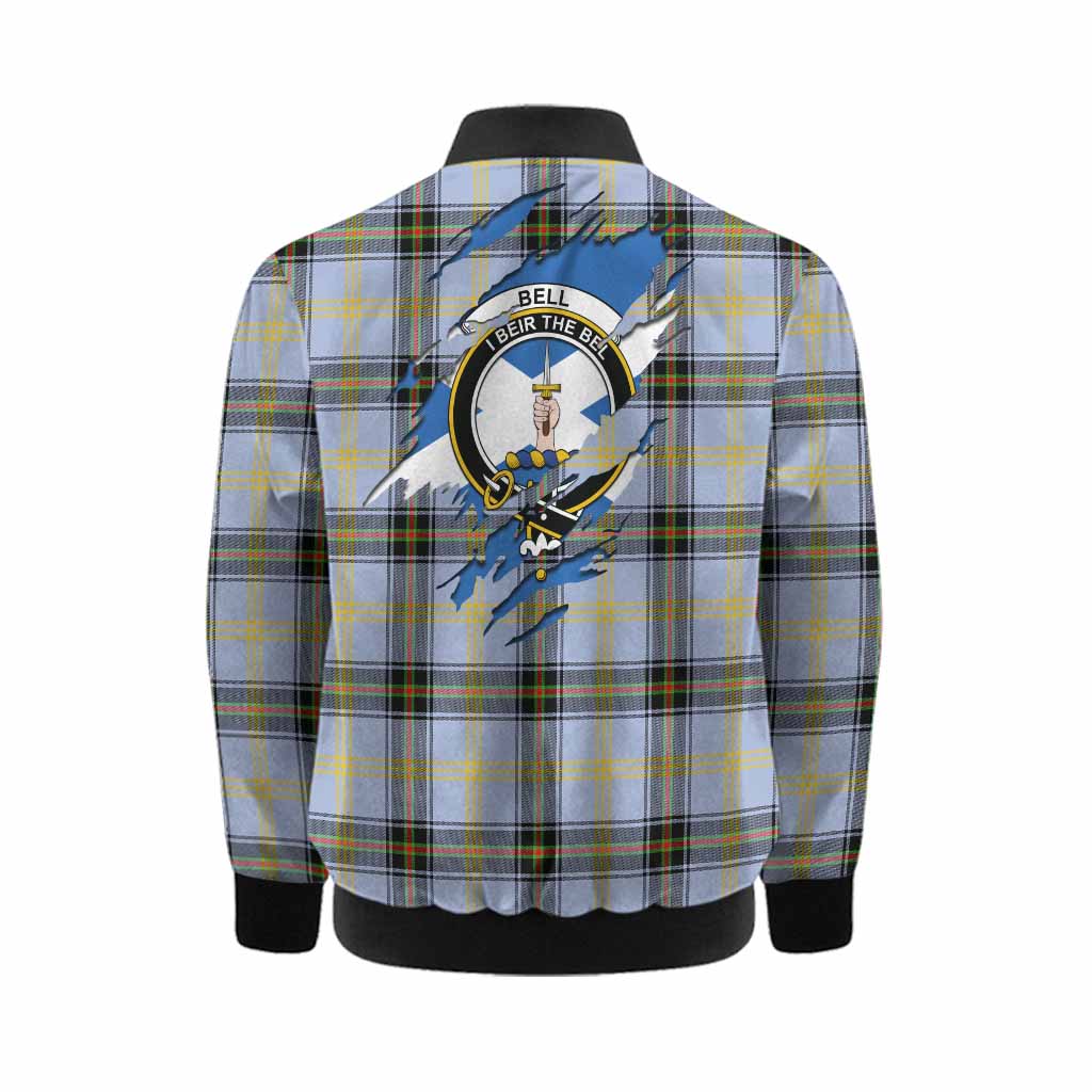 Bell Clan Crest In Me Tartan Kid Bomber Jacket Scotland Flag Style