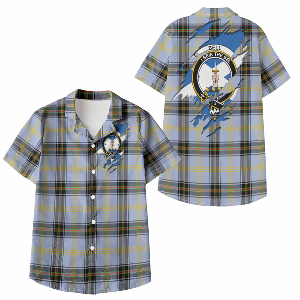 Bell Clan Crest In Me Tartan Kid Hawaiian Shirt Scotland Flag Style