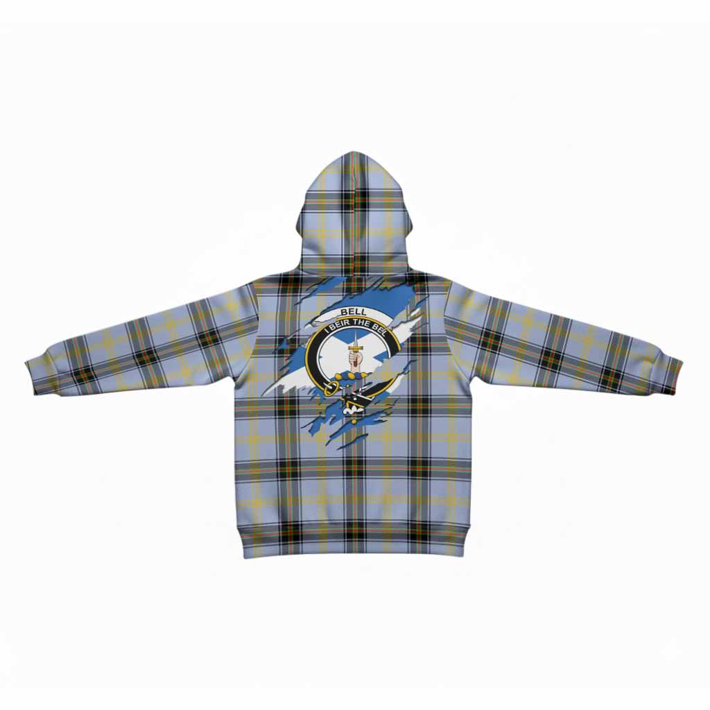 Bell Clan Crest In Me Tartan Kid Hoodie Scotland Flag Style