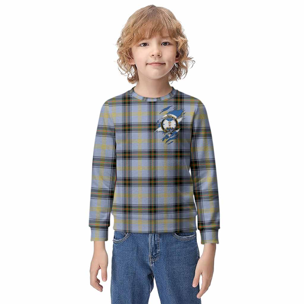 Bell Clan Crest In Me Tartan Kid Knitted Sweatshirt Scotland Flag Style