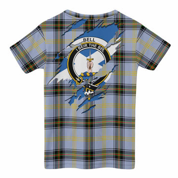 Bell Clan Crest In Me Tartan Kid T-shirt Scotland Flag Style