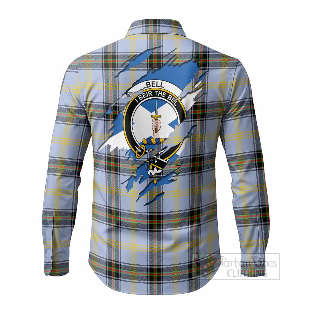 Bell Clan Crest In Me Tartan Long Sleeve Button Shirts Scotland Flag Style