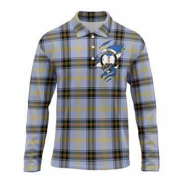 Bell Clan Crest In Me Tartan Long Sleeve Polo Shirt Scotland Flag Style