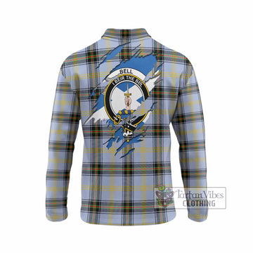Bell Clan Crest In Me Tartan Long Sleeve Polo Shirt Scotland Flag Style