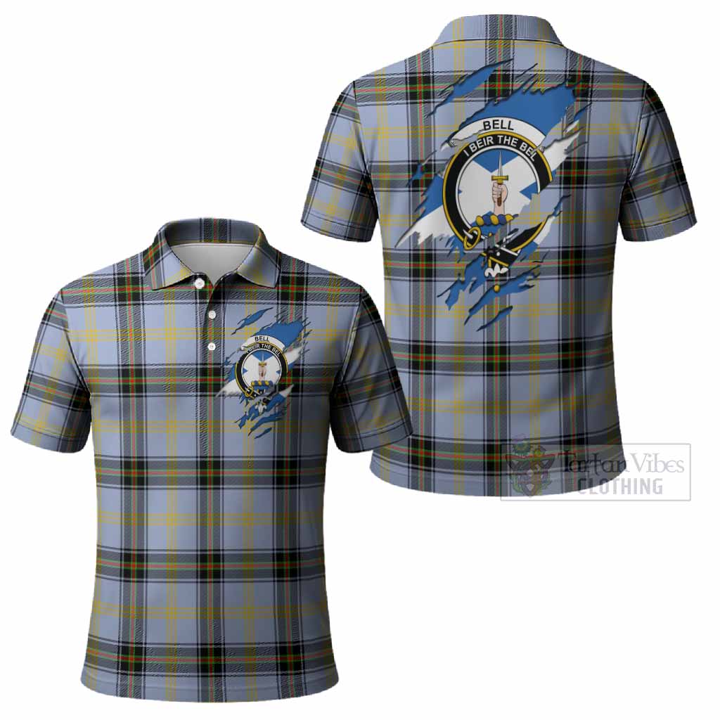 Bell Clan Crest In Me Tartan Polo Shirt Scotland Flag Style