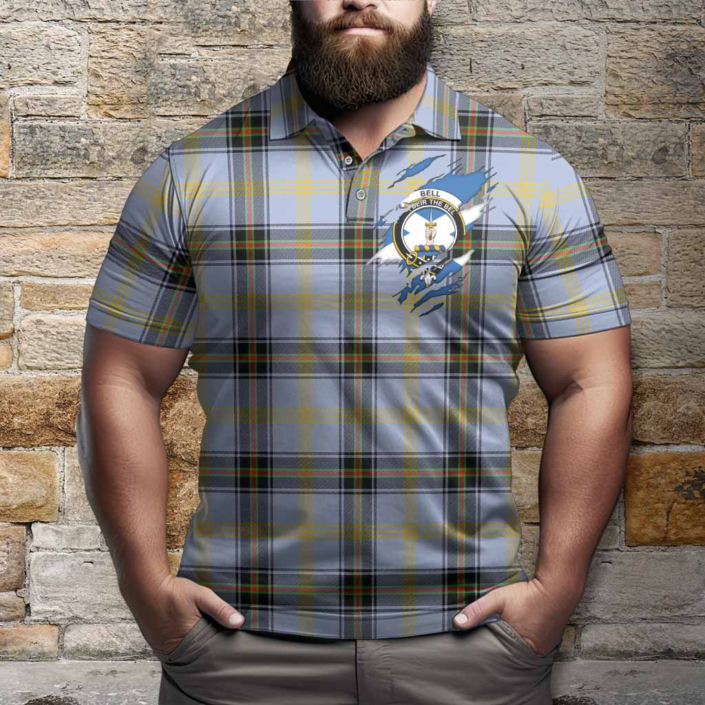 Bell Clan Crest In Me Tartan Polo Shirt Scotland Flag Style