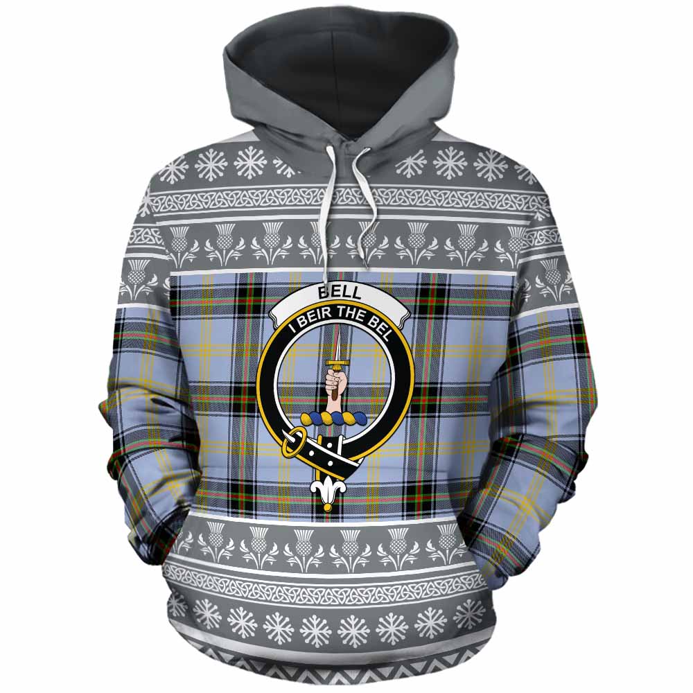 Bell Clan Tartan Christmas Cotton Hoodie with Family Crest - Tartan Vibes Clothing