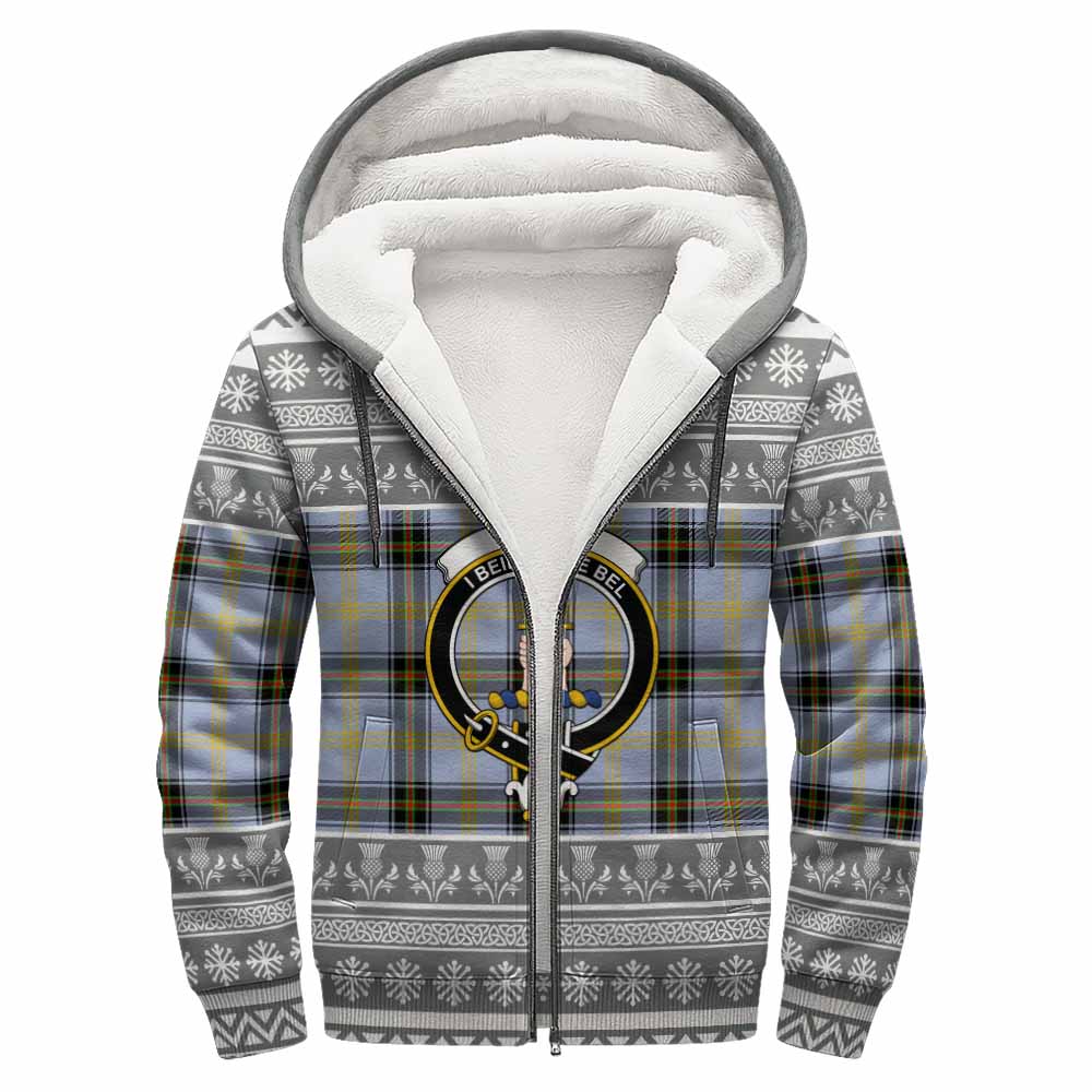 Bell Clan Tartan Christmas Fleece Hoodie with Family Crest - Tartan Vibes Clothing