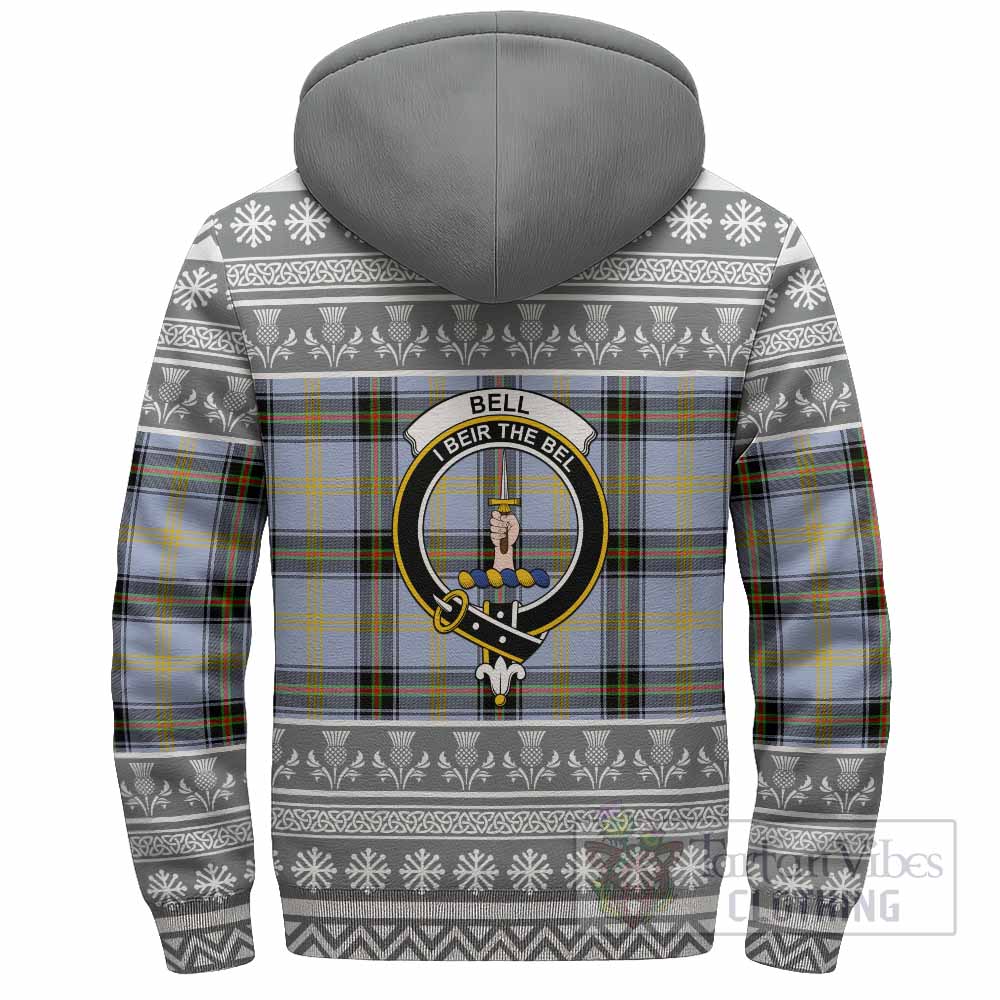 Bell Clan Tartan Christmas Fleece Hoodie with Family Crest - Tartan Vibes Clothing