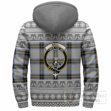 Bell Clan Tartan Christmas Fleece Hoodie with Family Crest