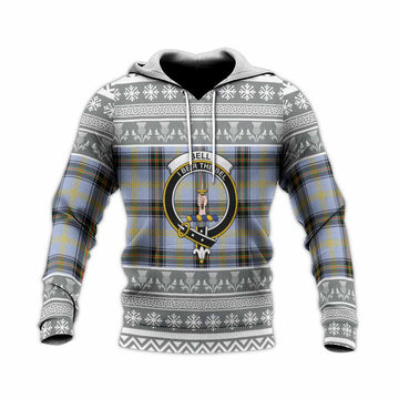 Bell Clan Tartan Christmas Knitted Hoodie with Family Crest