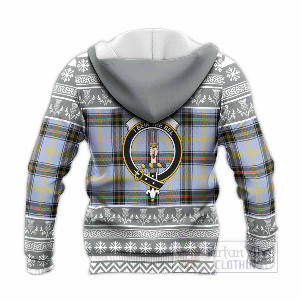 Bell Clan Tartan Christmas Knitted Hoodie with Family Crest - Tartan Vibes Clothing