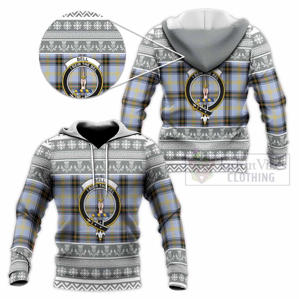 Bell Clan Tartan Christmas Knitted Hoodie with Family Crest - Tartan Vibes Clothing