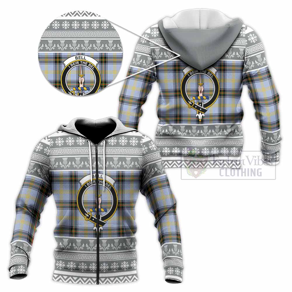 Bell Clan Tartan Christmas Knitted Hoodie with Family Crest - Tartan Vibes Clothing