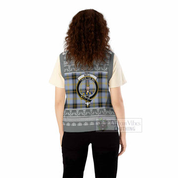 Bell Clan Tartan Christmas Knitted V-Neck Vest with Family Crest