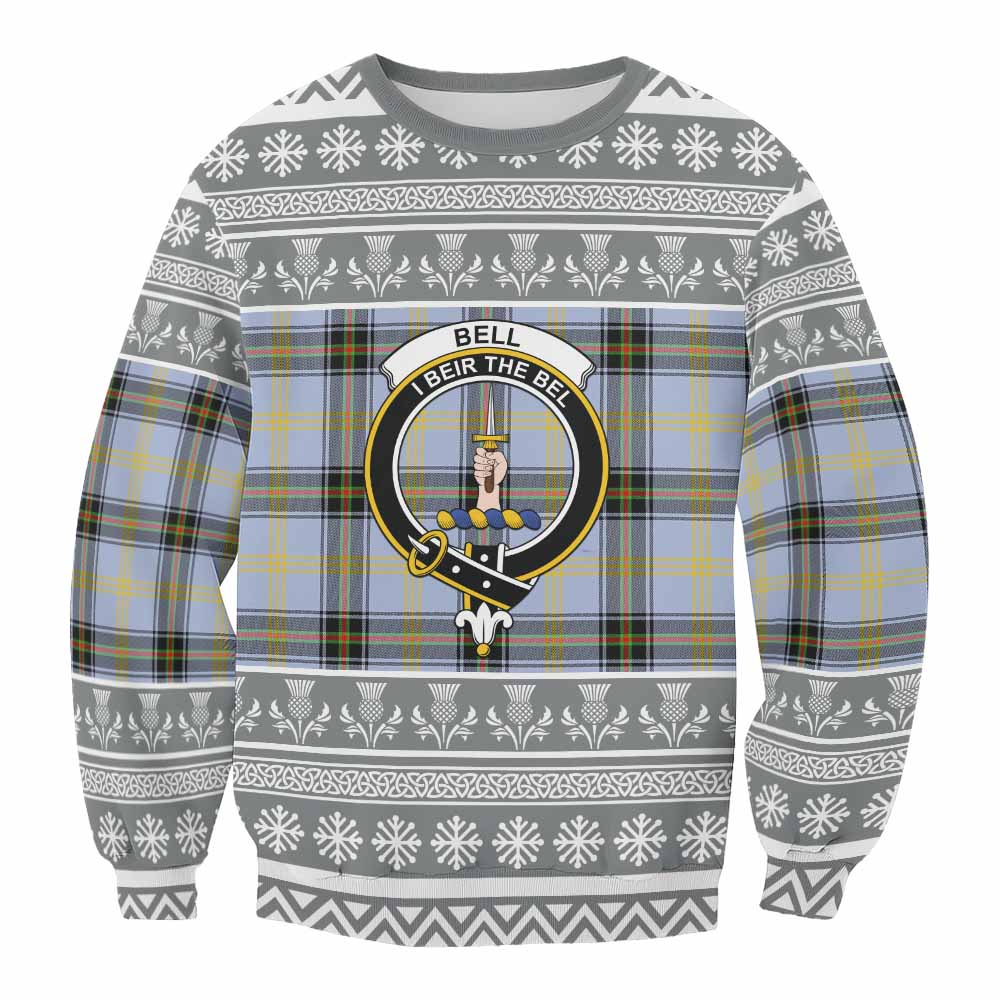 Bell Clan Tartan Christmas Sweatshirt with Family Crest - Tartan Vibes Clothing