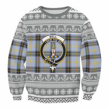 Bell Clan Tartan Christmas Sweatshirt with Family Crest