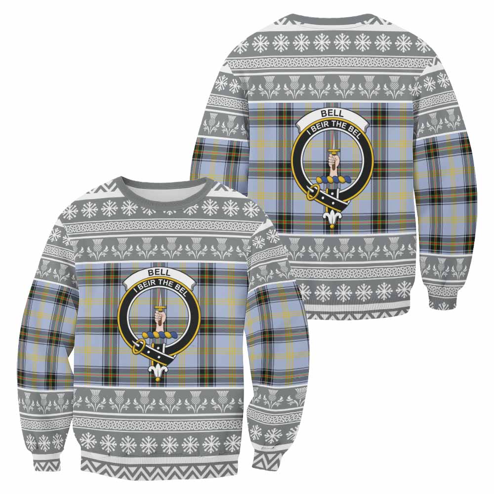 Bell Clan Tartan Christmas Sweatshirt with Family Crest - Tartan Vibes Clothing
