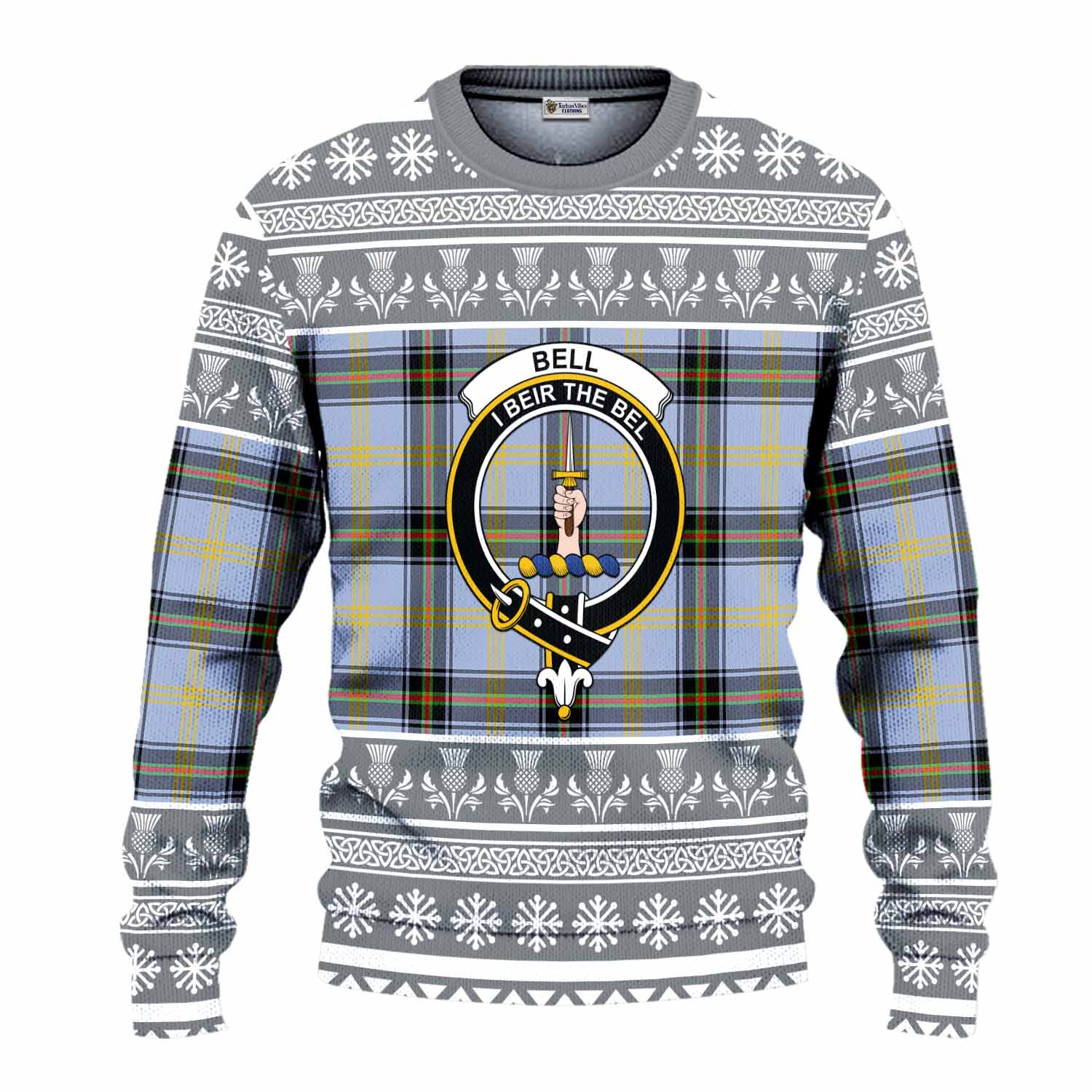 Bell Clan Tartan Christmas Ugly Sweater with Family Crest - Tartan Vibes Clothing