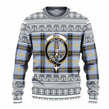 Bell Clan Tartan Christmas Ugly Sweater with Family Crest