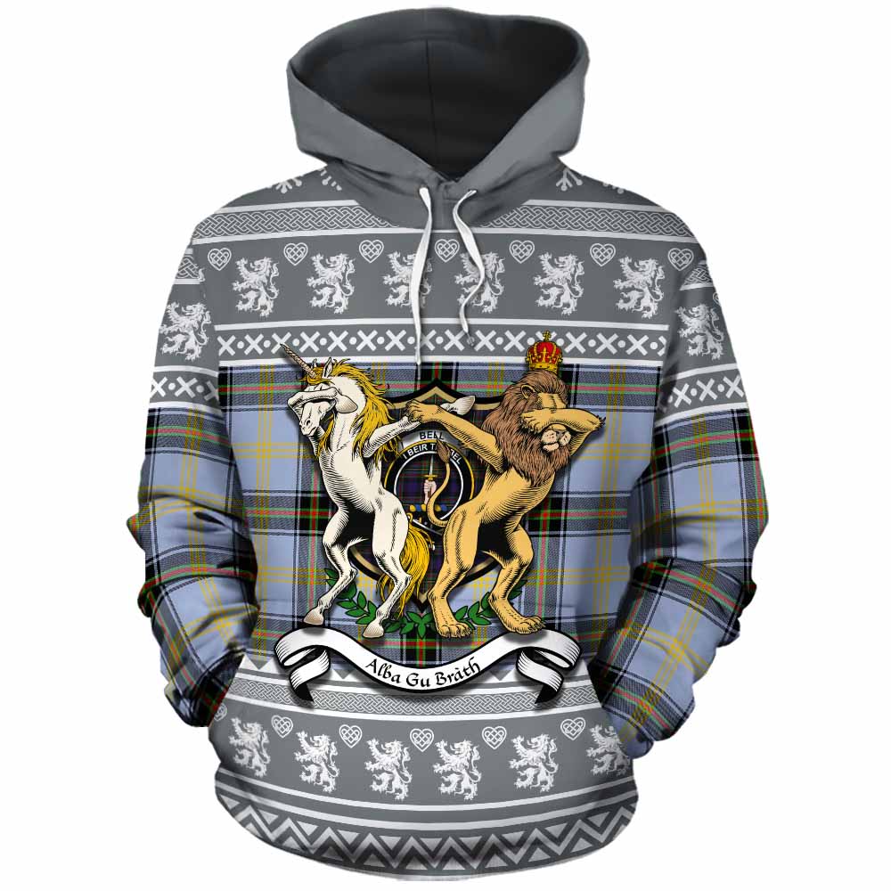 Bell Clan Tartan Crest Christmas Cotton Hoodie Coat of Arms Funny Style - Tartan Vibes Clothing