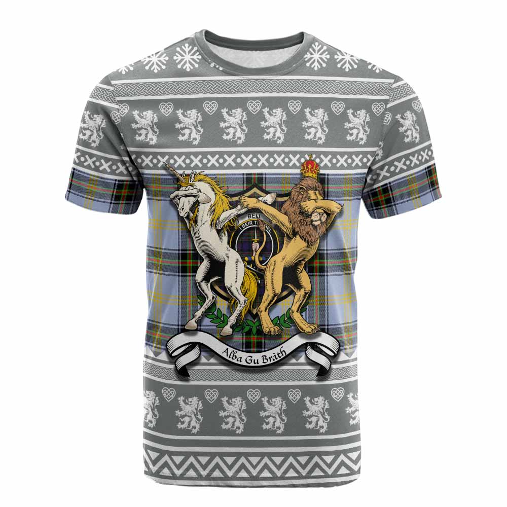 Bell Clan Tartan Crest Christmas Cotton T-shirt Coat of Arms Funny Style - Tartan Vibes Clothing