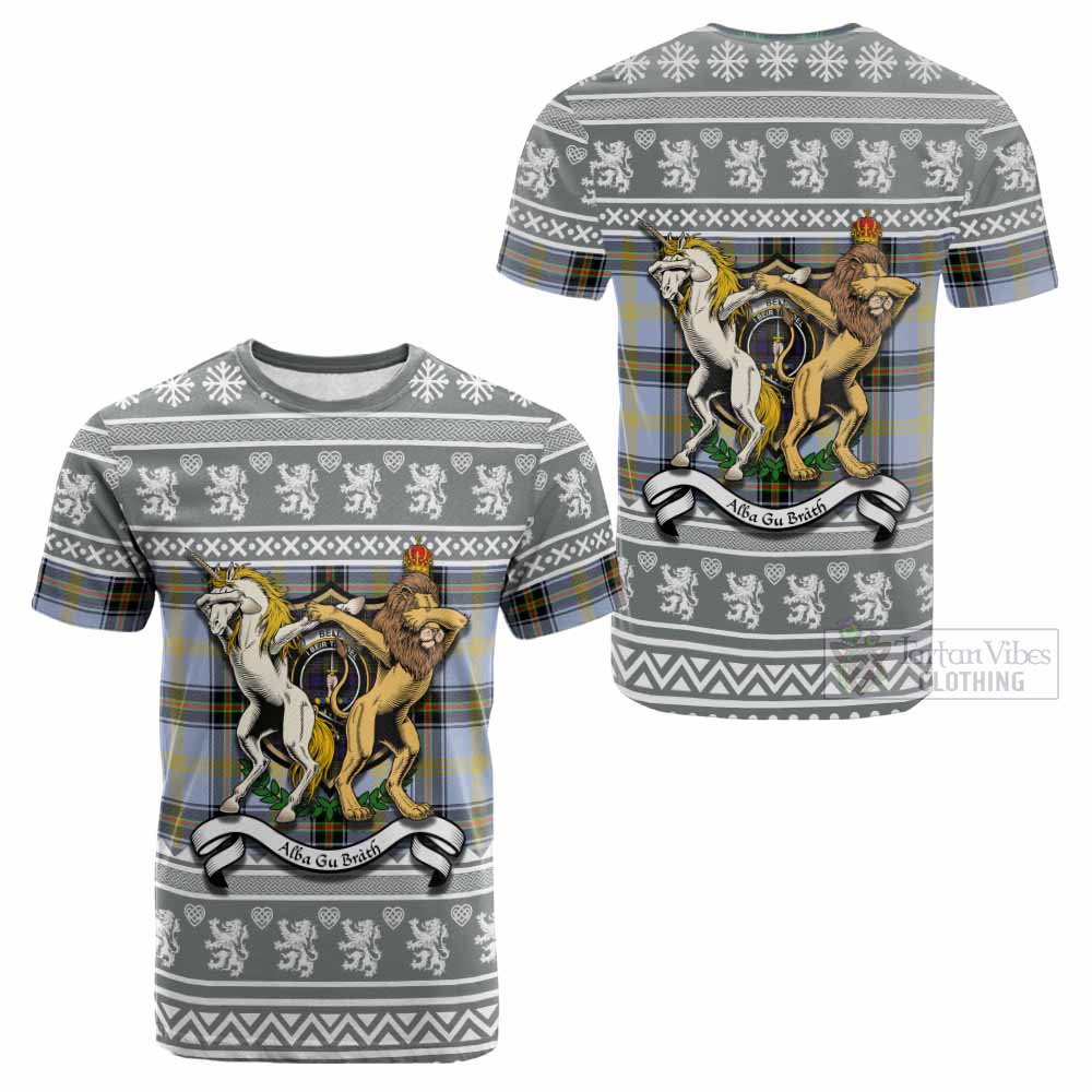 Bell Clan Tartan Crest Christmas Cotton T-shirt Coat of Arms Funny Style - Tartan Vibes Clothing