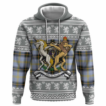 Bell Clan Tartan Crest Christmas Hoodie Coat of Arms Funny Style