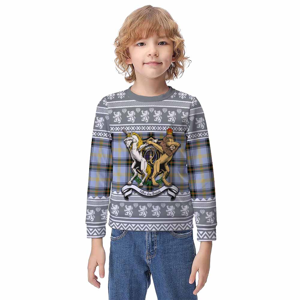 Bell Clan Tartan Crest Christmas Kid Ugly Sweatshirt Coat of Arms Funny Style - Tartan Vibes Clothing