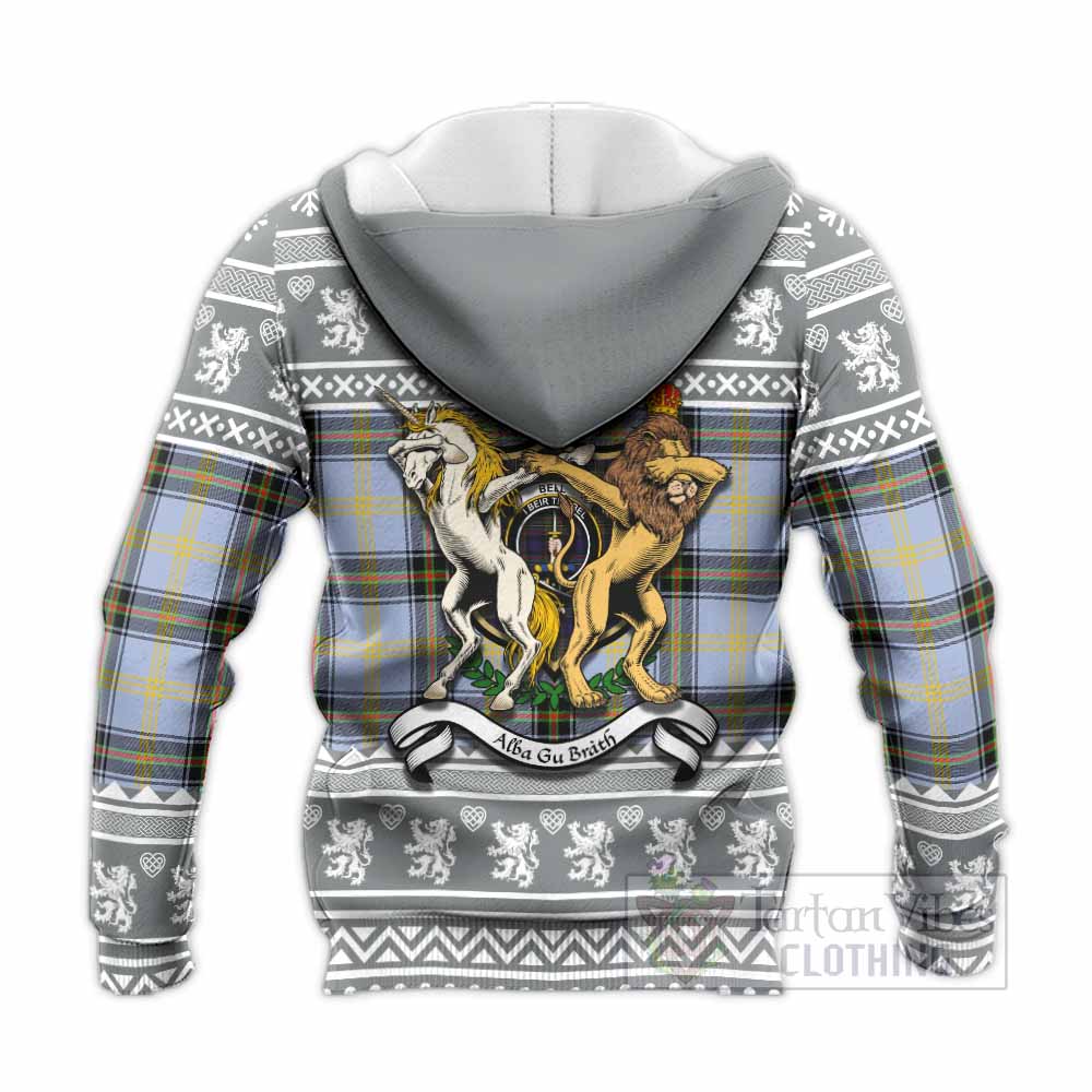 Bell Clan Tartan Crest Christmas Knitted Hoodie Coat of Arms Funny Style - Tartan Vibes Clothing