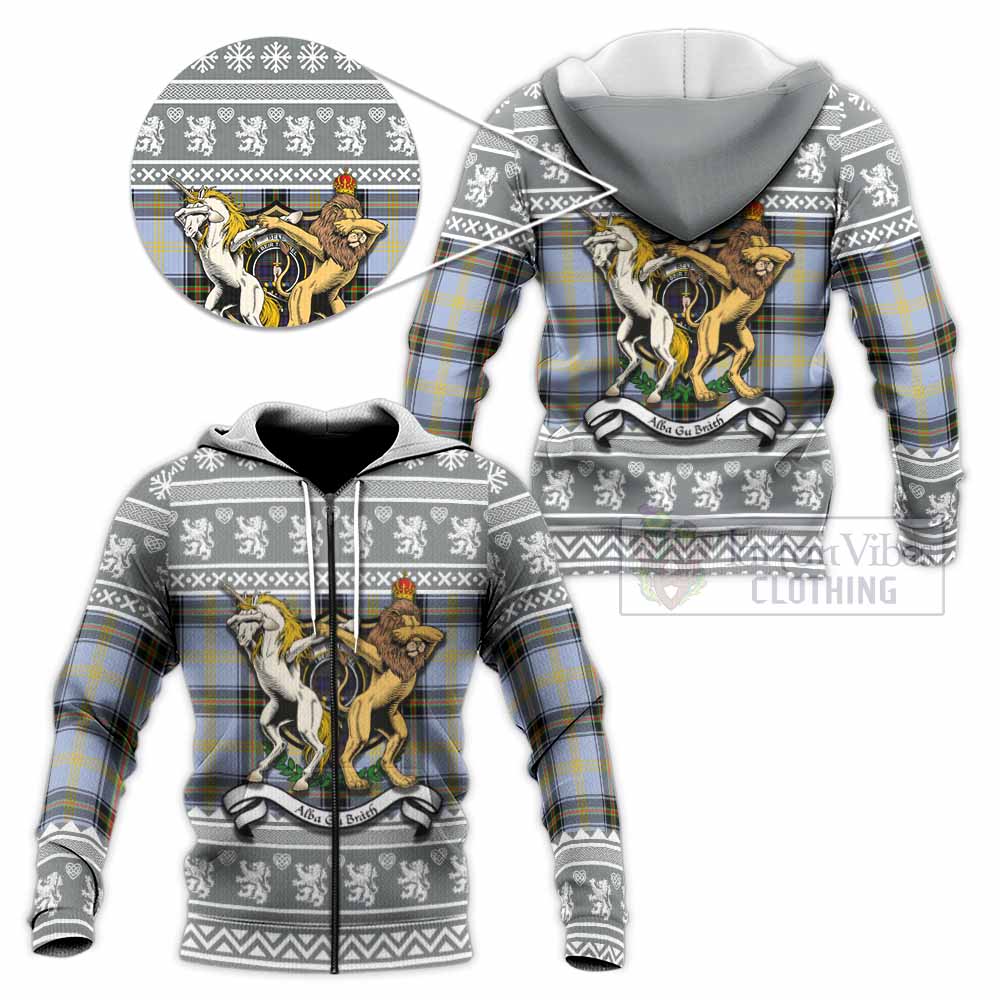 Bell Clan Tartan Crest Christmas Knitted Hoodie Coat of Arms Funny Style - Tartan Vibes Clothing