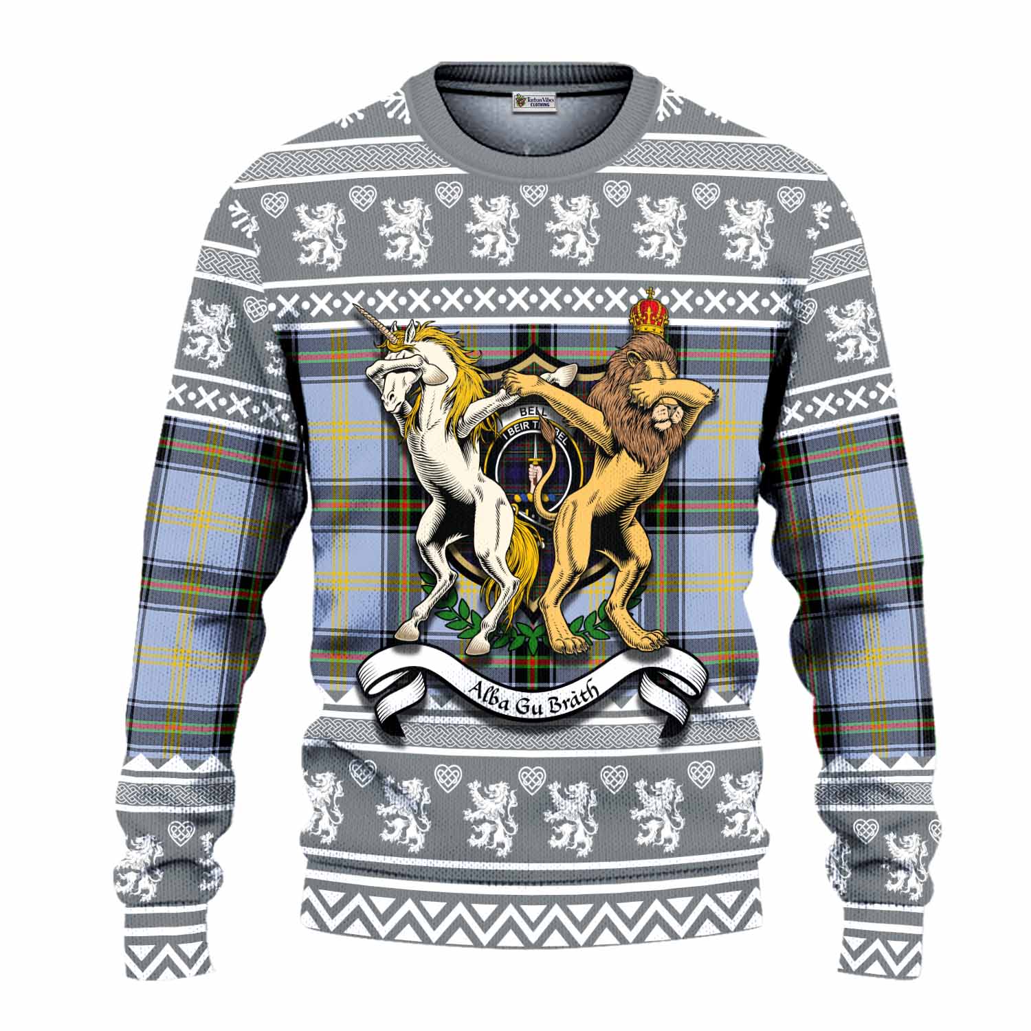 Bell Clan Tartan Crest Christmas Ugly Sweater Coat of Arms Funny Style - Tartan Vibes Clothing