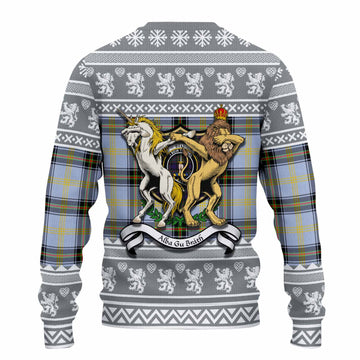 Bell Clan Tartan Crest Christmas Ugly Sweater Coat of Arms Funny Style