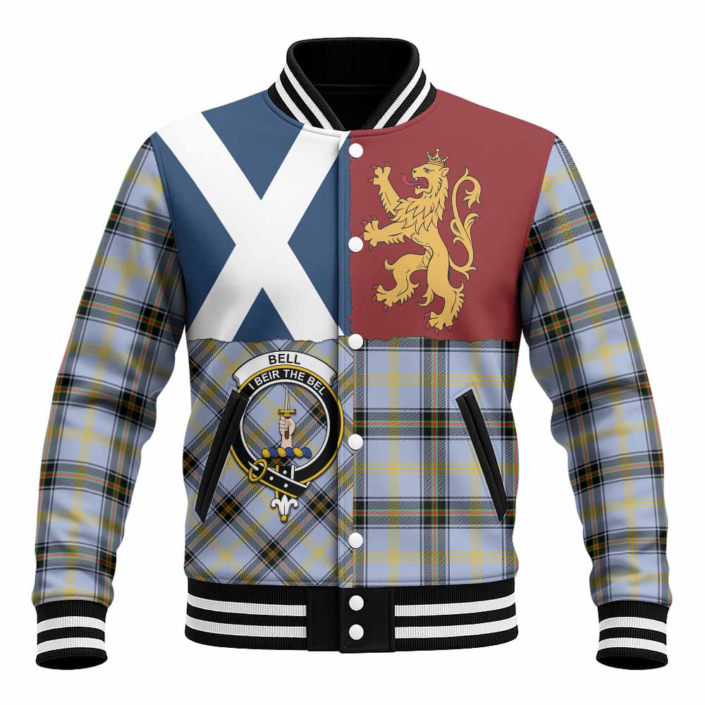 Bell Crest Tartan Baseball Jacket with Lion Rampant Saltire Style