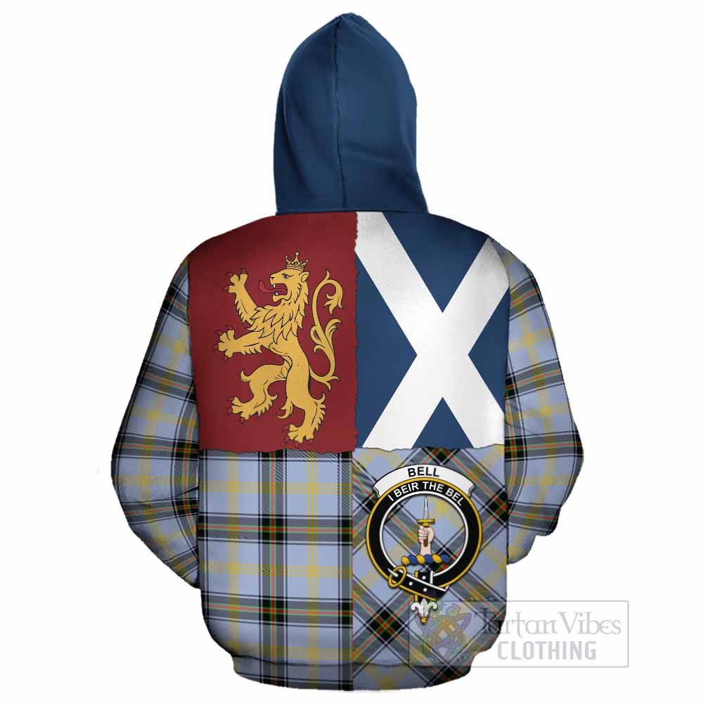 Bell Crest Tartan Cotton Hoodie with Lion Rampant Saltire Style - Tartan Vibes Clothing