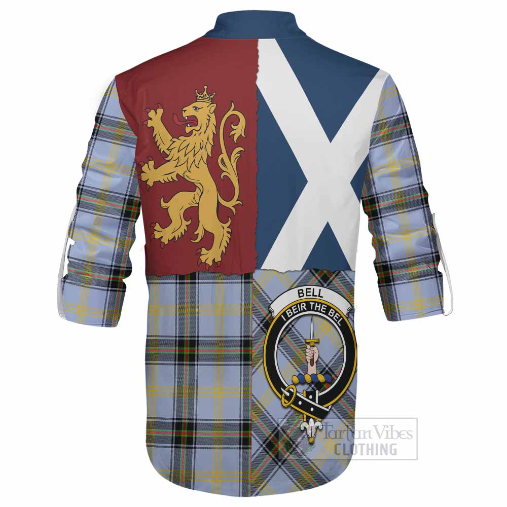 Bell Crest Tartan Ghillie Shirt with Lion Rampant Saltire Style - Tartan Vibes Clothing