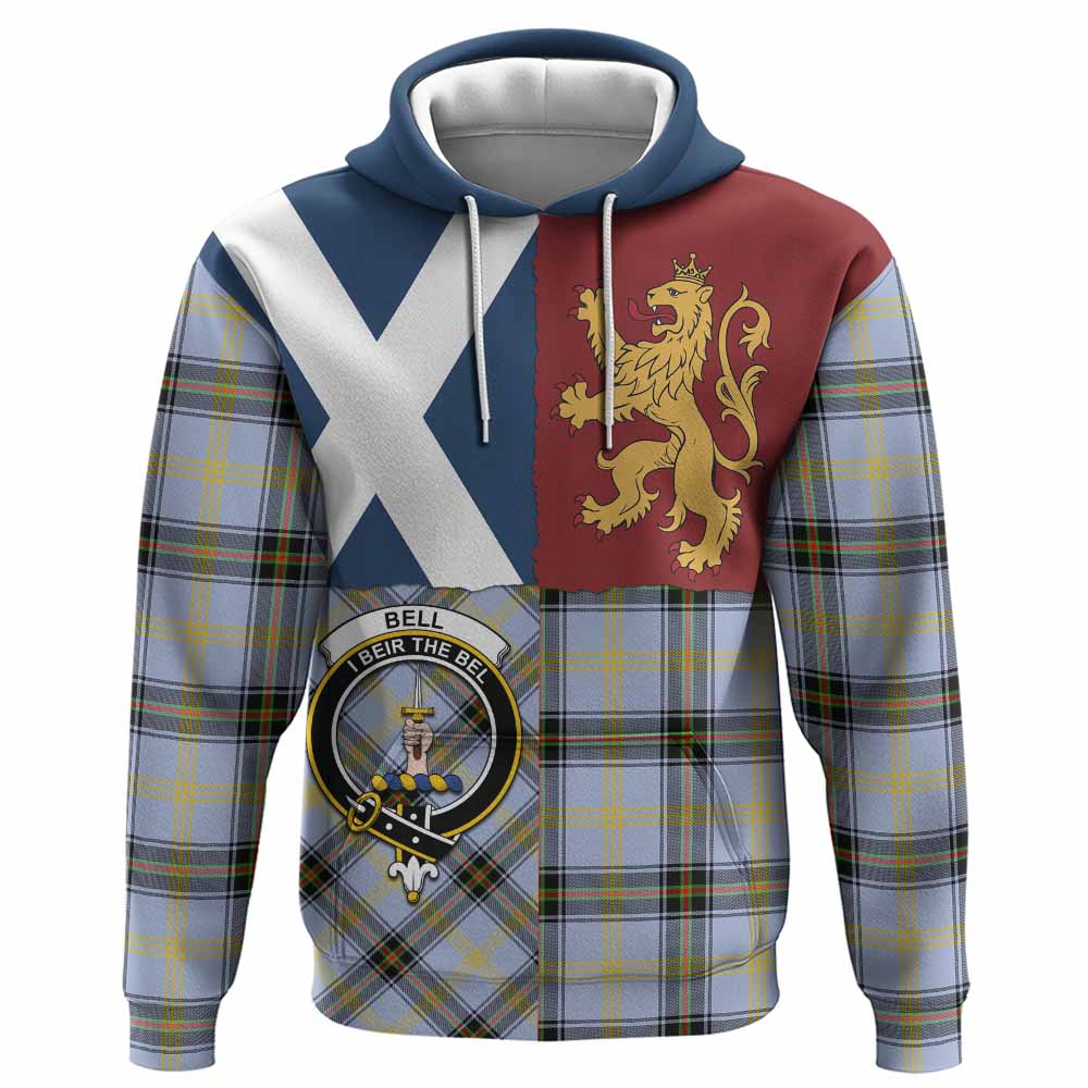 Bell Crest Tartan Hoodie with Lion Rampant Saltire Style