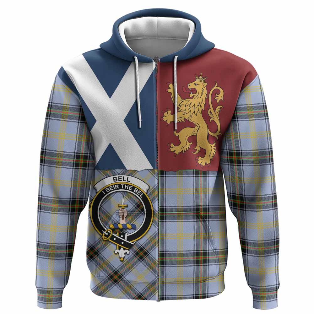 Bell Crest Tartan Hoodie with Lion Rampant Saltire Style