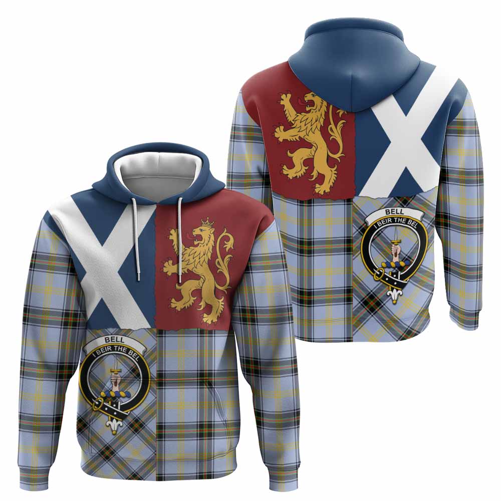 Bell Crest Tartan Hoodie with Lion Rampant Saltire Style