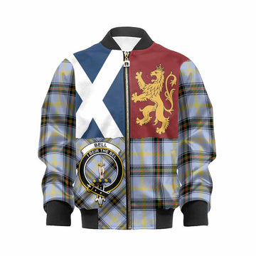 Bell Crest Tartan Kid Bomber Jacket with Lion Rampant Saltire Style