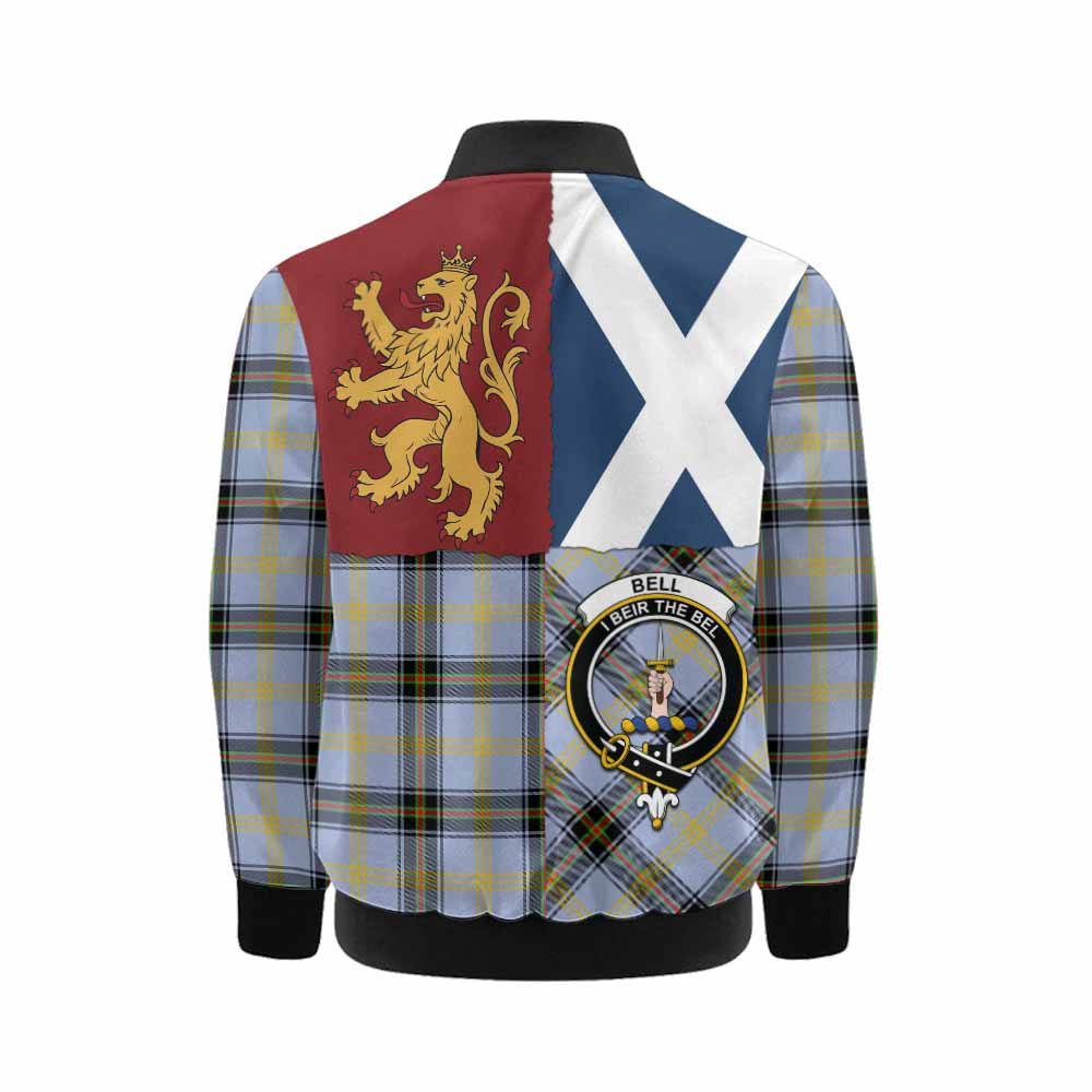 Bell Crest Tartan Kid Bomber Jacket with Lion Rampant Saltire Style - Tartan Vibes Clothing