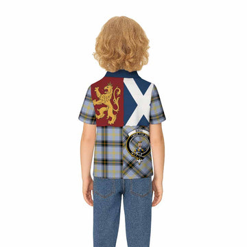 Bell Crest Tartan Kid Polo Shirt with Lion Rampant Saltire Style